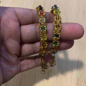 Vintage Colourful Beaded Gold Bangle set